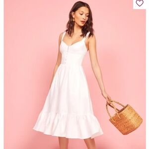 Reformation Dolci Linen Dress, white, size 4